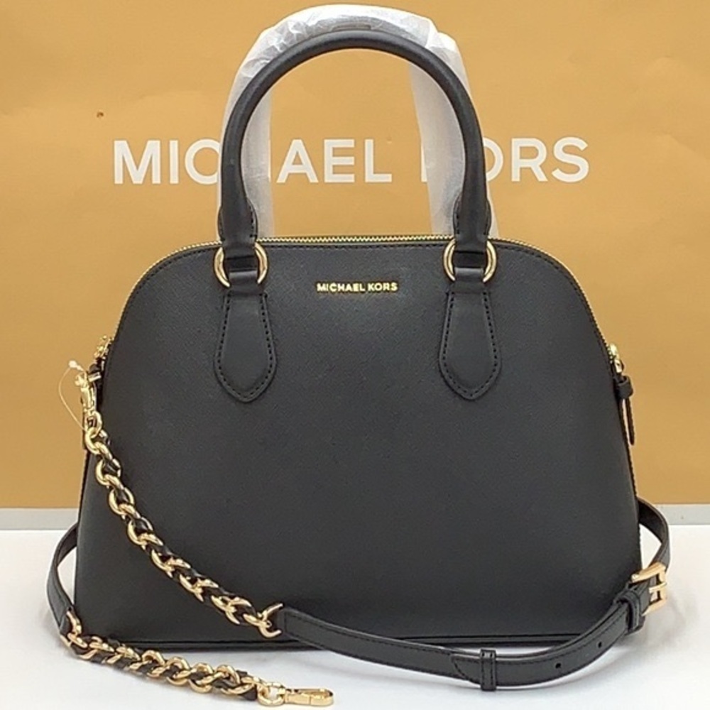 MICHAEL KORS
Veronica Medium Saffiano Leather Dome Satchel BLACK COLOR